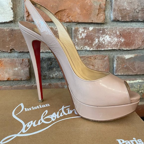 Christian Louboutin Shoes - Nude patent Louboutin Lady Peep